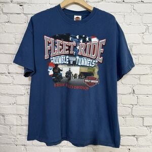 Vintage Harley Davidson‎ Graphic T Shirt XL Bayside Portsmouth Va Fleet Ride USA